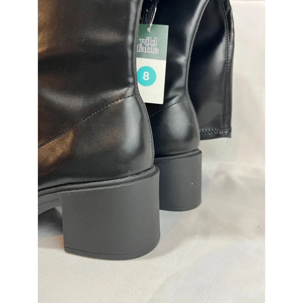 Wild Fable Womens Black Knee High Block Heel Square Toe Boots Size 8 NEW - Picture 7 of 7